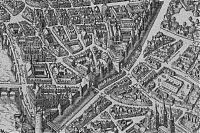 The Marais and the medieval wall of Emperor Philippe Augustus. Marais, Philippe Auguste, Philip Augustus wall, Paris